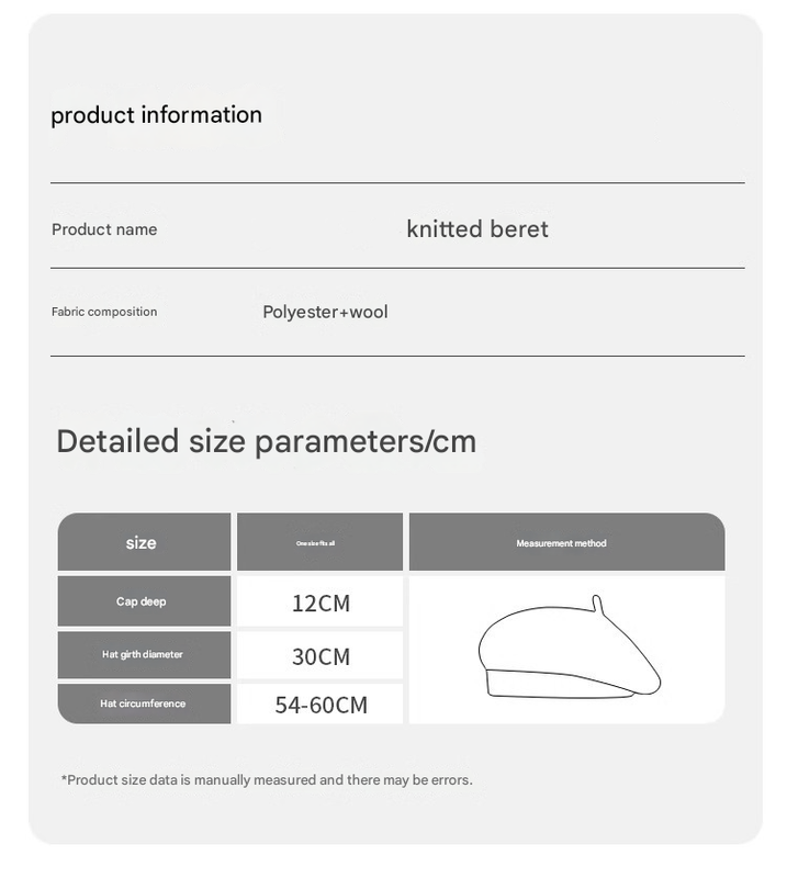 Camel Vintage Inspired Knitted Beret - Stretchy & Comfortable Wool Blend Cap