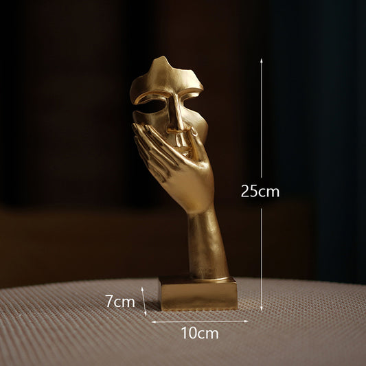 Gold Style 2 Elegant Abstract Face Sculpture - Modern Resin Art Figurine, Hand & Mask Home Decor Accent